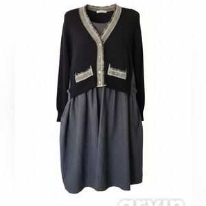 Amici Made in Italy Midi Black Gray Laggenlook Slouchy Relaxed Sz M